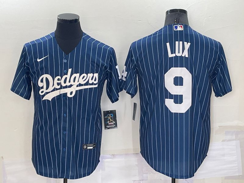 Men Los Angeles Dodgers #9 Lux Blue Stripe Throwback Nike 2022 MLB Jersey->dallas cowboys->NFL Jersey